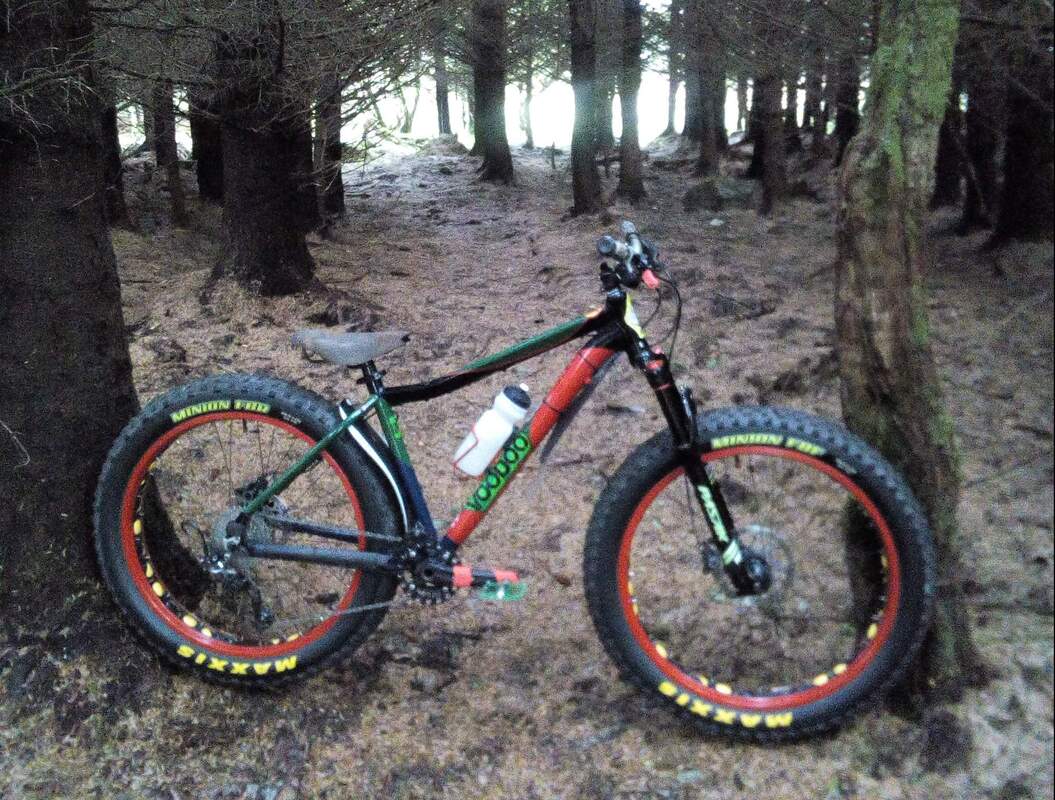 VooDoo Wazoo fatbike resting in the forest.