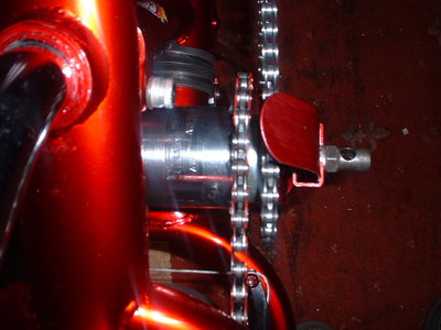 Primary and Secondary chain drive on mid-frame mounted Sturmey Archer AW3 gear hub.