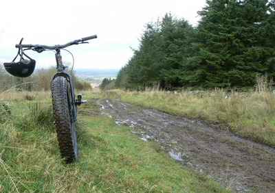 VooDoo Wazoo Fatbike taking a break after a long muddy climb to 1009ft AMSL.  Was much more fun on the way back down :-)