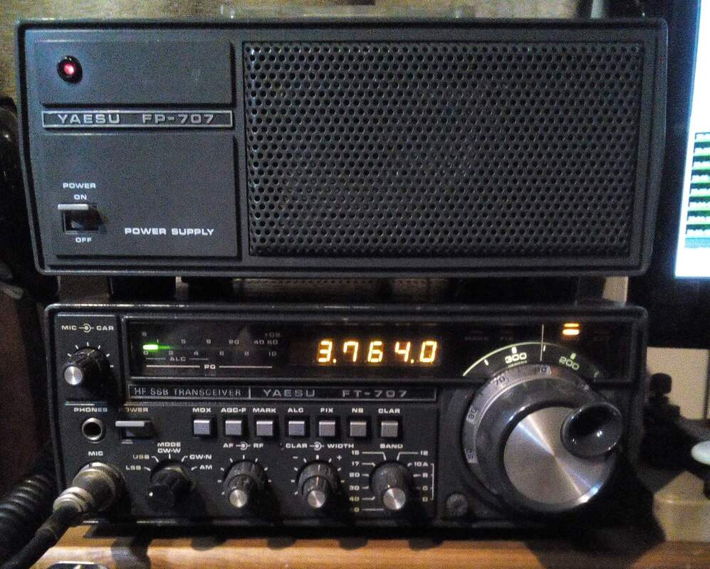 Yaesu FT-707 classic HF set + FP-707 power supply with built in amplified speaker.