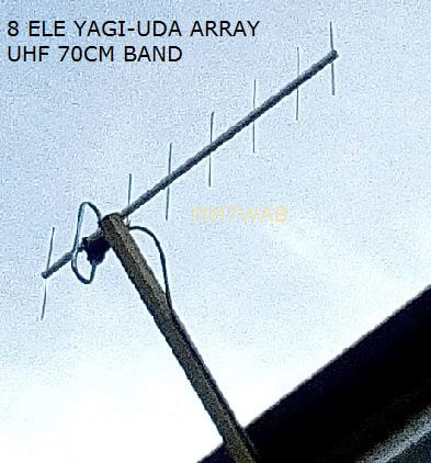 Homebrew 8 element Yagi-Uda array UHF 70cm band