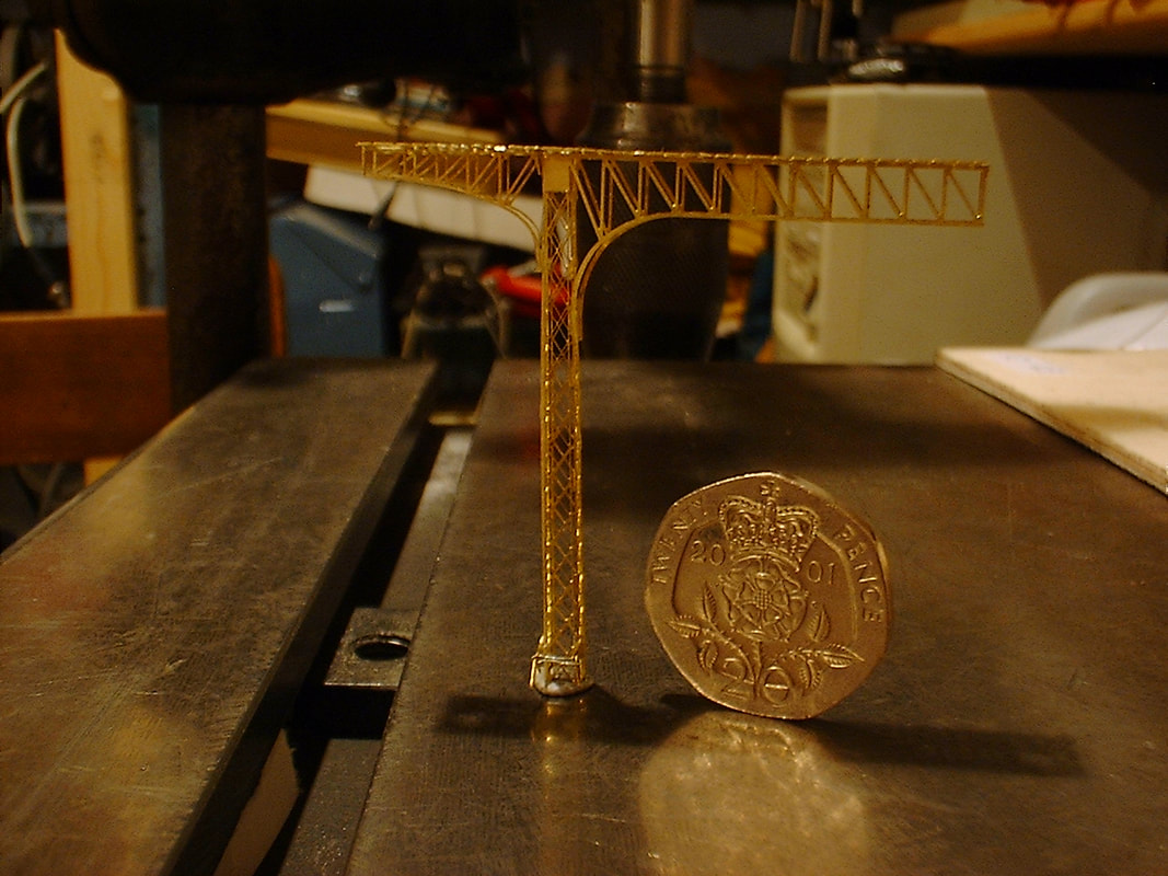 1:/148th scale signal gantry made from etched brass and copper wire